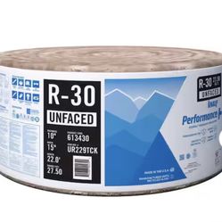 Knauf Insulation R30 Unfaced 15 in. x 22 ft. Fiberglass Insulation Roll for Floor, Attic - Class A Fire-Rated and Made in USA (1-Roll)