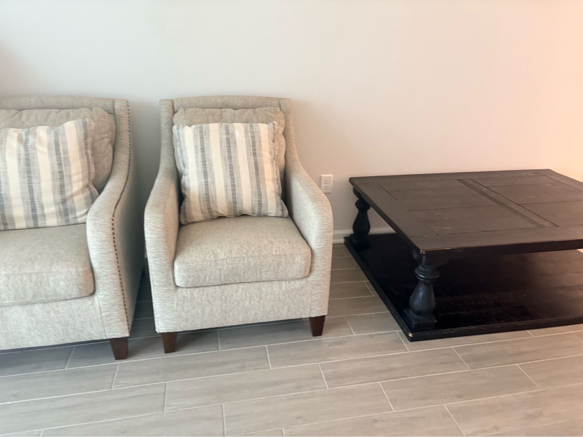 2 chairs plus very heavy coffee table. Must go