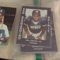 Vintage Ken Griffey Jr Bundle.  1989 Mother's Cookies Rookie Card & San Bernardino Spirit Minor League Card Jr.  Cash Porch Pickup Redmond 
