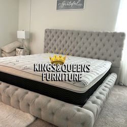 New King Bed Frame With Mattress 