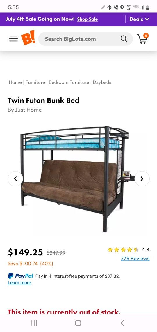 Twin Over Full Bunk Bed