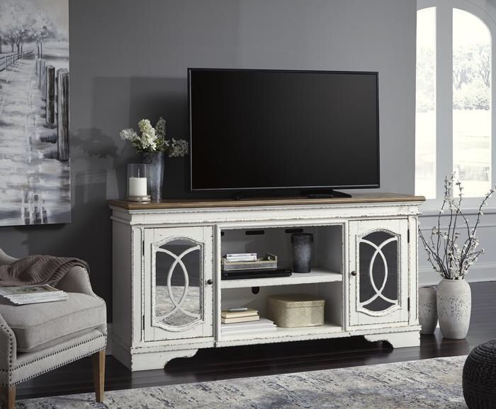 Ashley Realyn Chipped White XL TV Stand Furniture