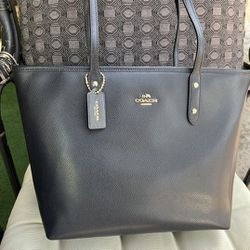 COACH F36875 CITY ZIP TOTE IN CROSSGRAIN LEATHER/ Midnight