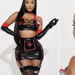 Make You Feelgood Nurse 6 Piece Costume Set - Black/Red