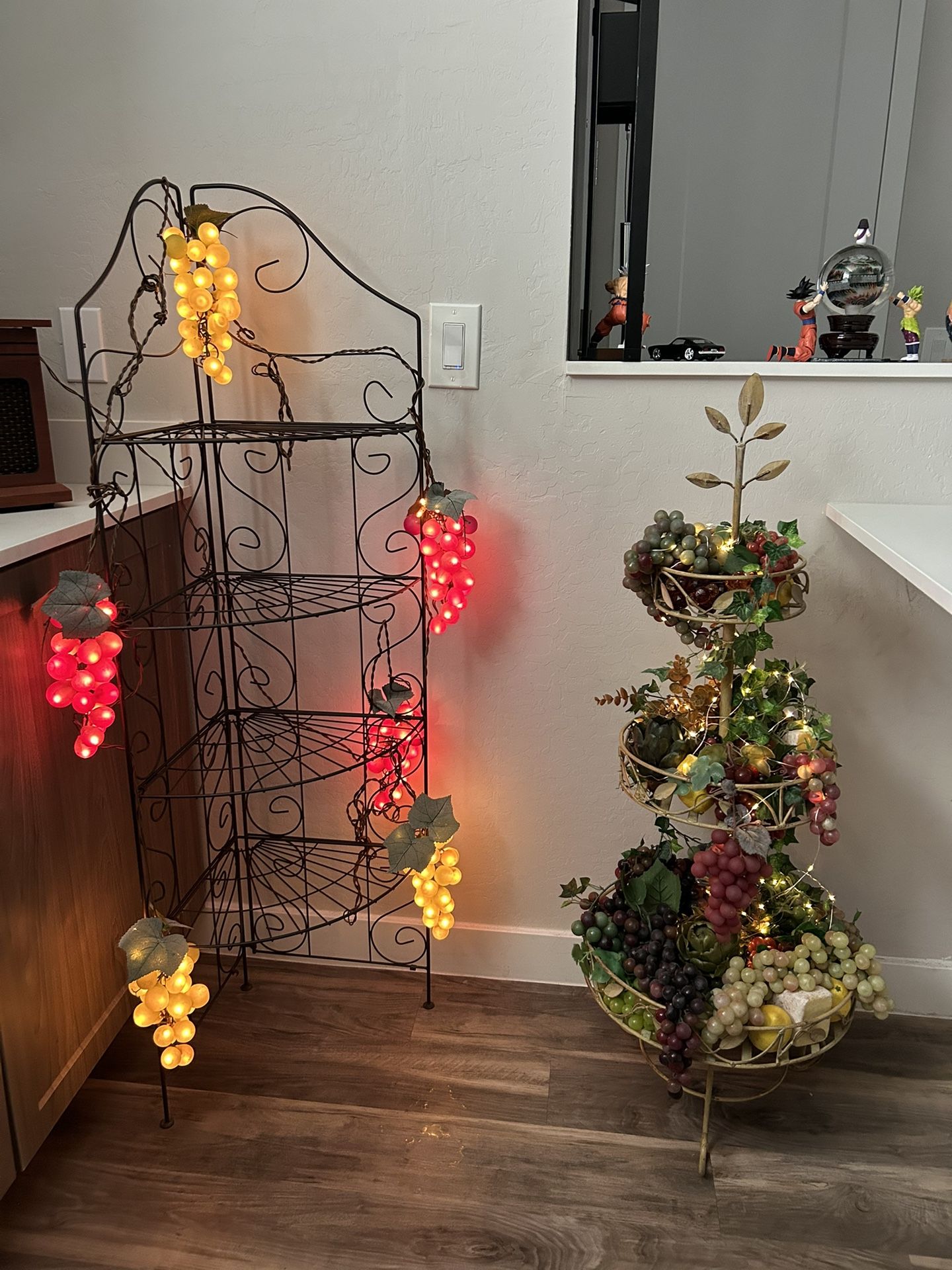 corner rack shelf & 3 tier decorative metal basket