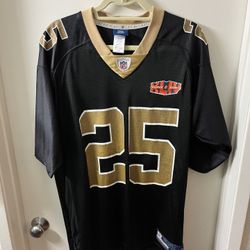 Reggie Bush #25 New Orleans Saints Jersey Mens L Reebok NFL Equipment Black Gold
