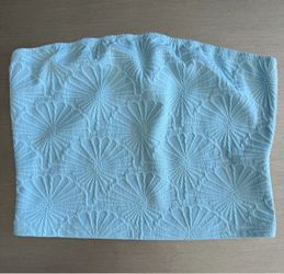 Light Blue Textured Bandeau Crop Top