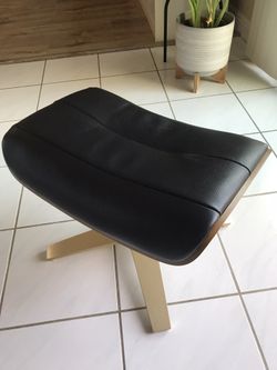 Black Leather Ottoman Stool