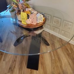 54 Inch Circular Glass Dining Table 