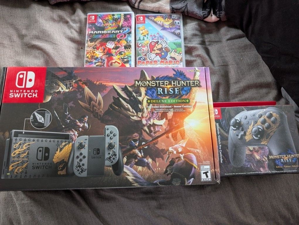 Nintendo Switch Monster Hunter Rise Edition w/Controller and games