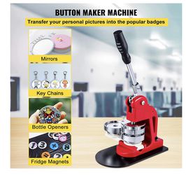 VEVOR Button Maker Machine 3Inch Button Badge Maker 75mm Punch Press  Machine with 500 Pcs Circle Button Parts and Circle Cutter