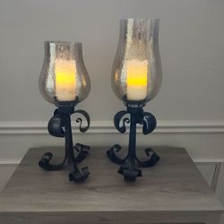 Set of 2 Decorative Hurricane Candle Holders