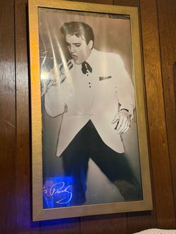 Elvis Presley Framed Black and White Photo