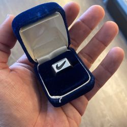 .925 Sterling Silver Nike Ring Sz 7”