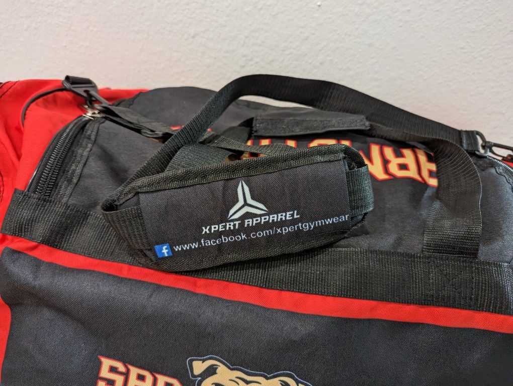 Sacramento Bulldogs Armstrong Duffel Bag And Backpack 2 in 1 Black And Red Travel, Sports, Gym Hiking Large Bag