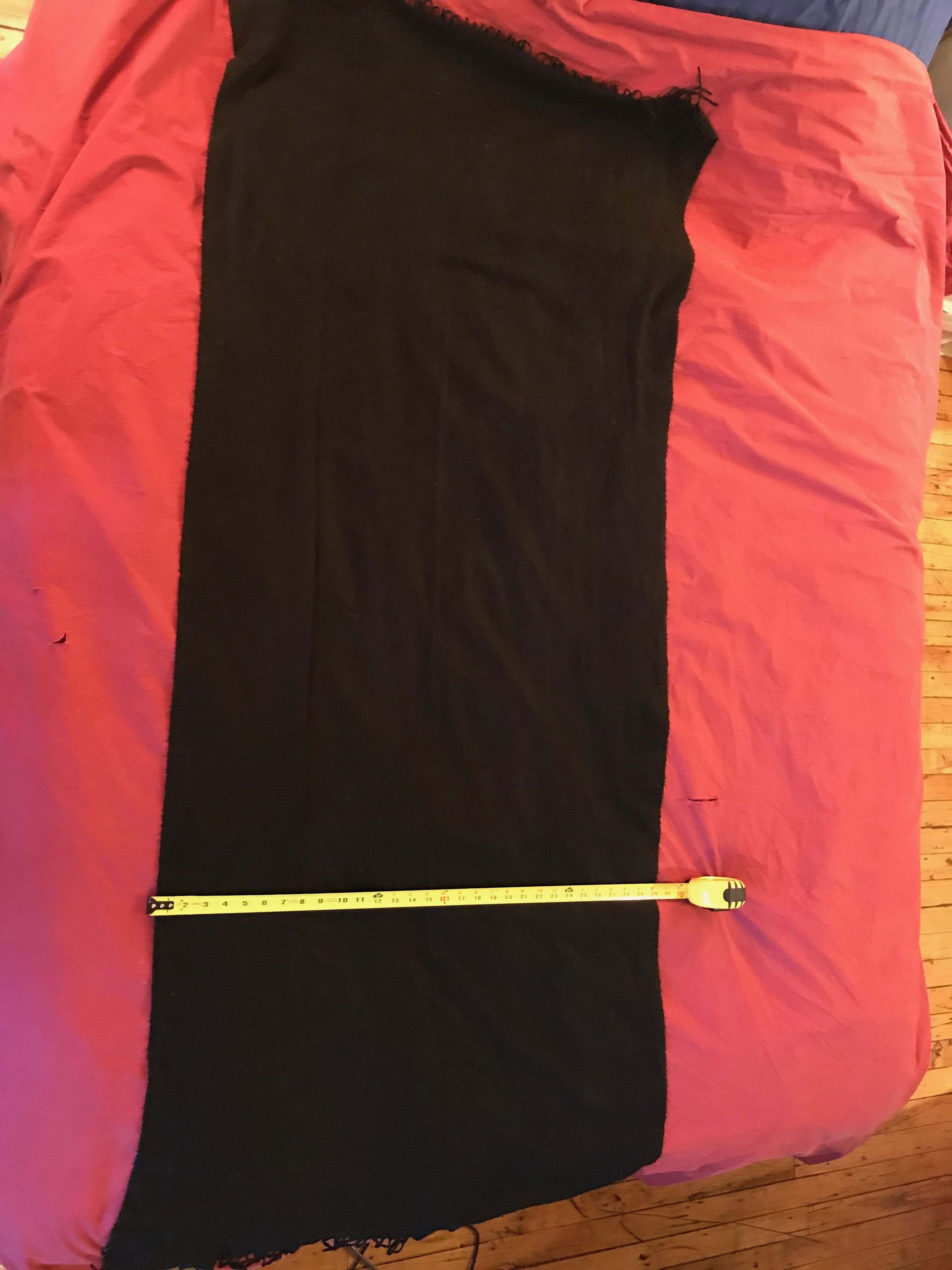 Large black wool scarf/shawl, 72"x29"