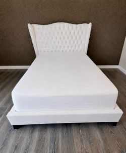 Z GALLERIE  Queen Bed frame – Tufted Wingback Headboard