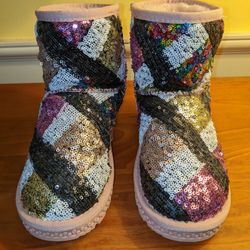 MukLuk Muk Luk Girls Multicolored Sequin Slipper Boot Size 6.5