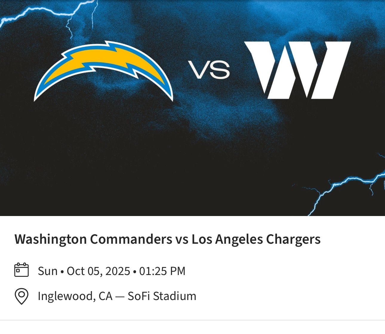 Chargers vs Commanders