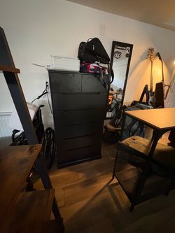 Black Tall Dresser with 6 Drawers