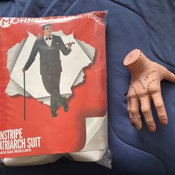 Men’s Gomez Addams Family & Hand Halloween Costume. XL