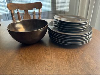 Bronze/Copper Plates and Salad/Mixing Bowl