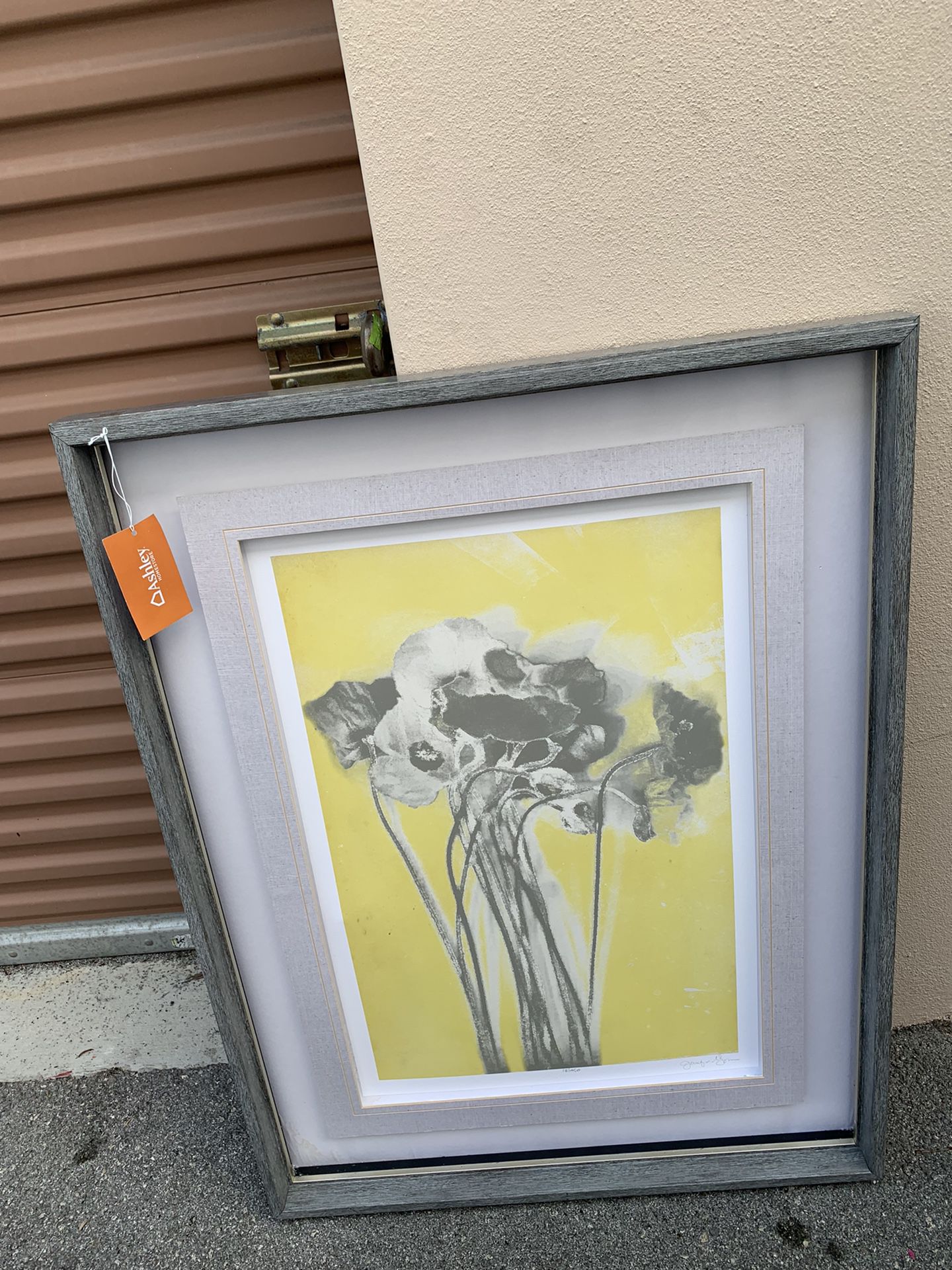 MR Poppies3 Yellow Text Framed Wall Art 