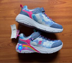 Skechers S Sport - Big Girls Velcro Light Up Shoes