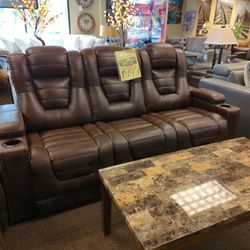 New Power Reclining Sofa Brown Microfiber 