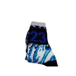 Graffiti Art Printed Crew Socks Number 23. Blue , white, multicolor