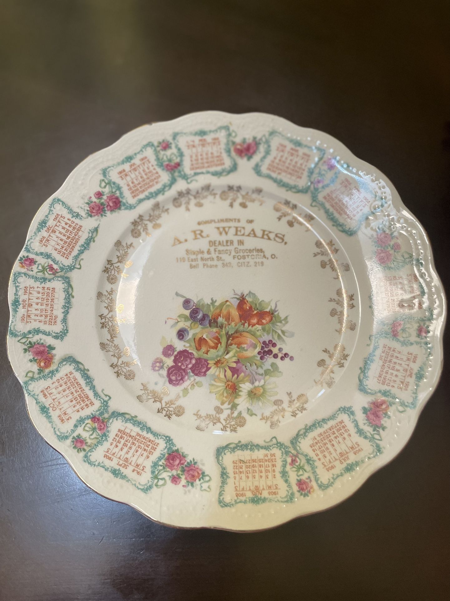 Sterling China Compliments of A.R. Weaks