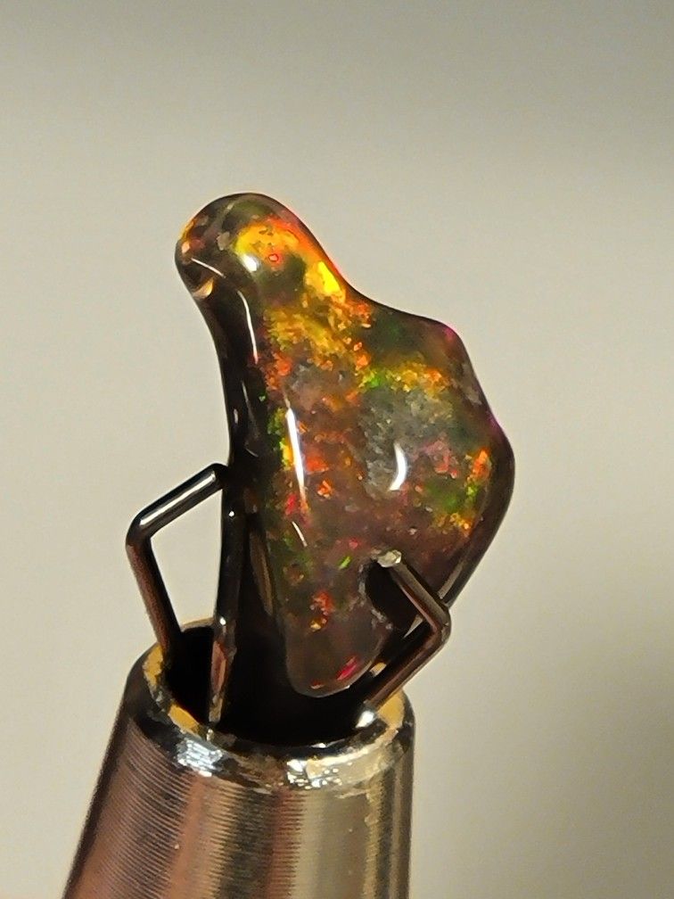 1.25ctw Natural Black Ethiopian Fire Opal Rough Polished Crystal Untreated Gem