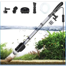 AQQA Electric Aquarium Vacuum Cleaner, Gravel Cleaner and Water Changer, 6-in-1 Multifunctional Fish and Turtle Tank Cleaning Tools for Water Cleaning