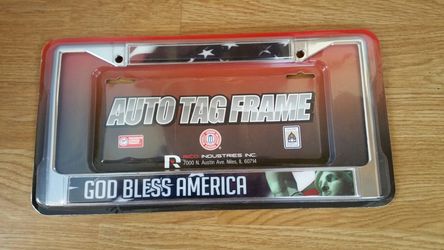Chrome GOD BLESS AMERICA LICENSED PLATE NEW