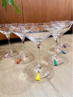 Colorful Tassel Wine Charms Set, Pack of 6 - Rainbow