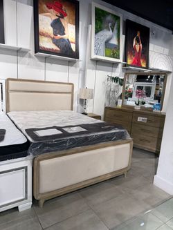 4pc Queen Bedroom Set ✨ Rustic Style