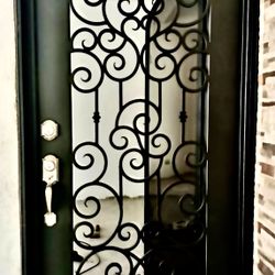 Custom Made Any Designs And Styles Main Entry Iron Doors With Tempered Glass And Custom Paint 