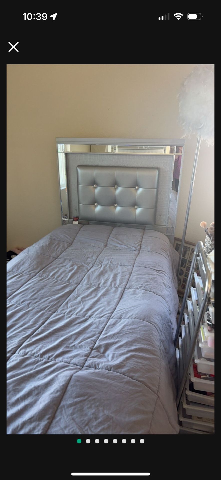 Light Up Silver Bed With Mattress Twin Size And Dresser 