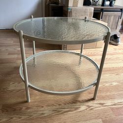 25.6” Cream White Round Coffee Table 