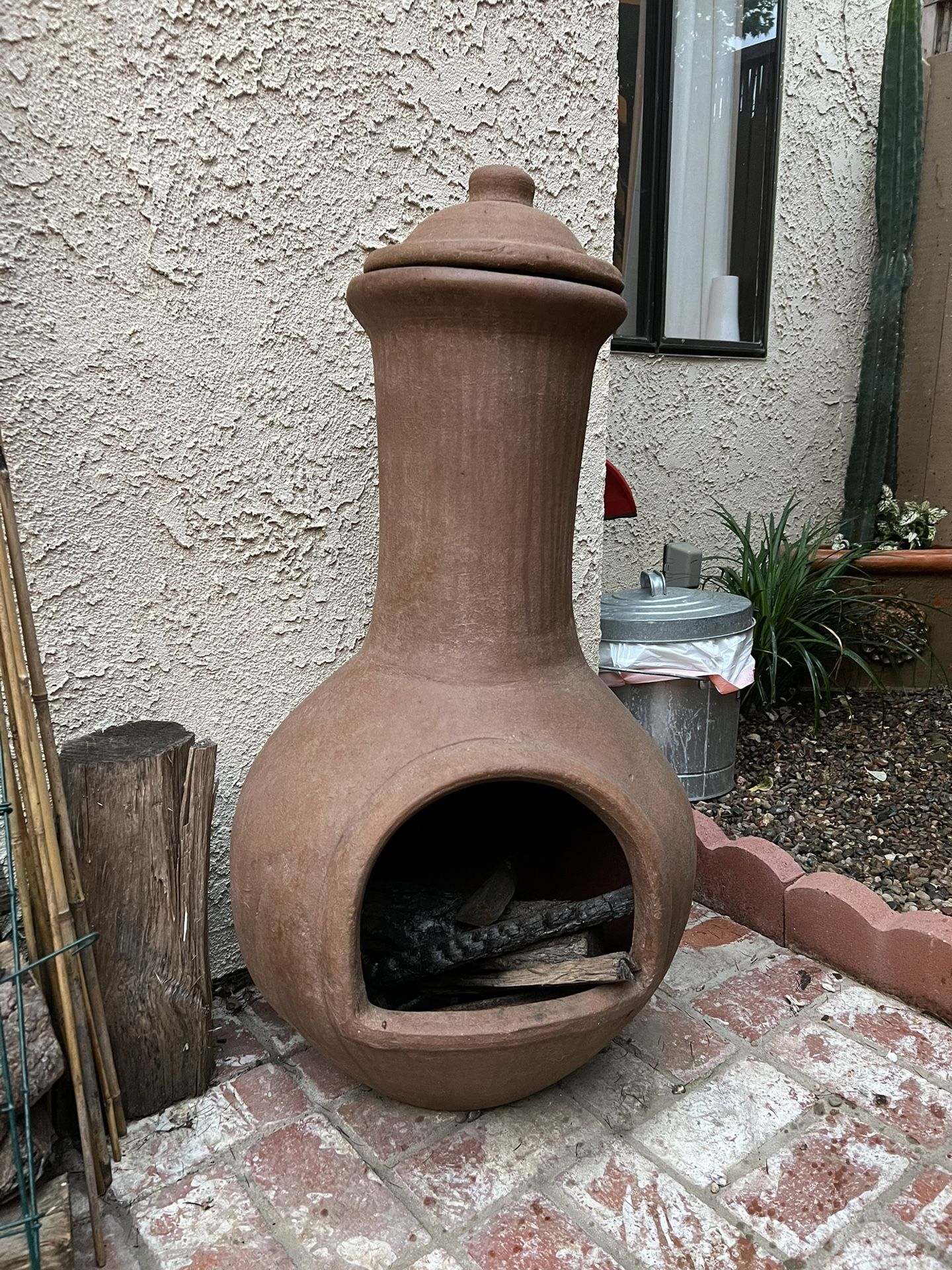 33” Clay Chimenea - Stand Alone Fire Pit