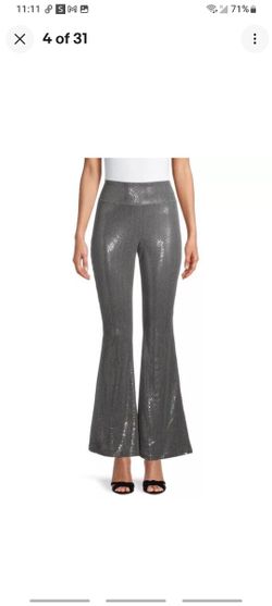 No Boundaries Silver Sequin Flare Pants, Women's Size Medium NWT!!