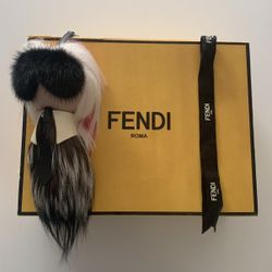 64341 auth FENDI grey fur KARLITO KARL LAGERFELD Bag Charm
