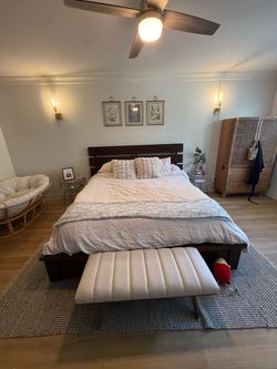 Walnut Modern King Bed