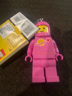 New Lego pink spaceman LED light keychain