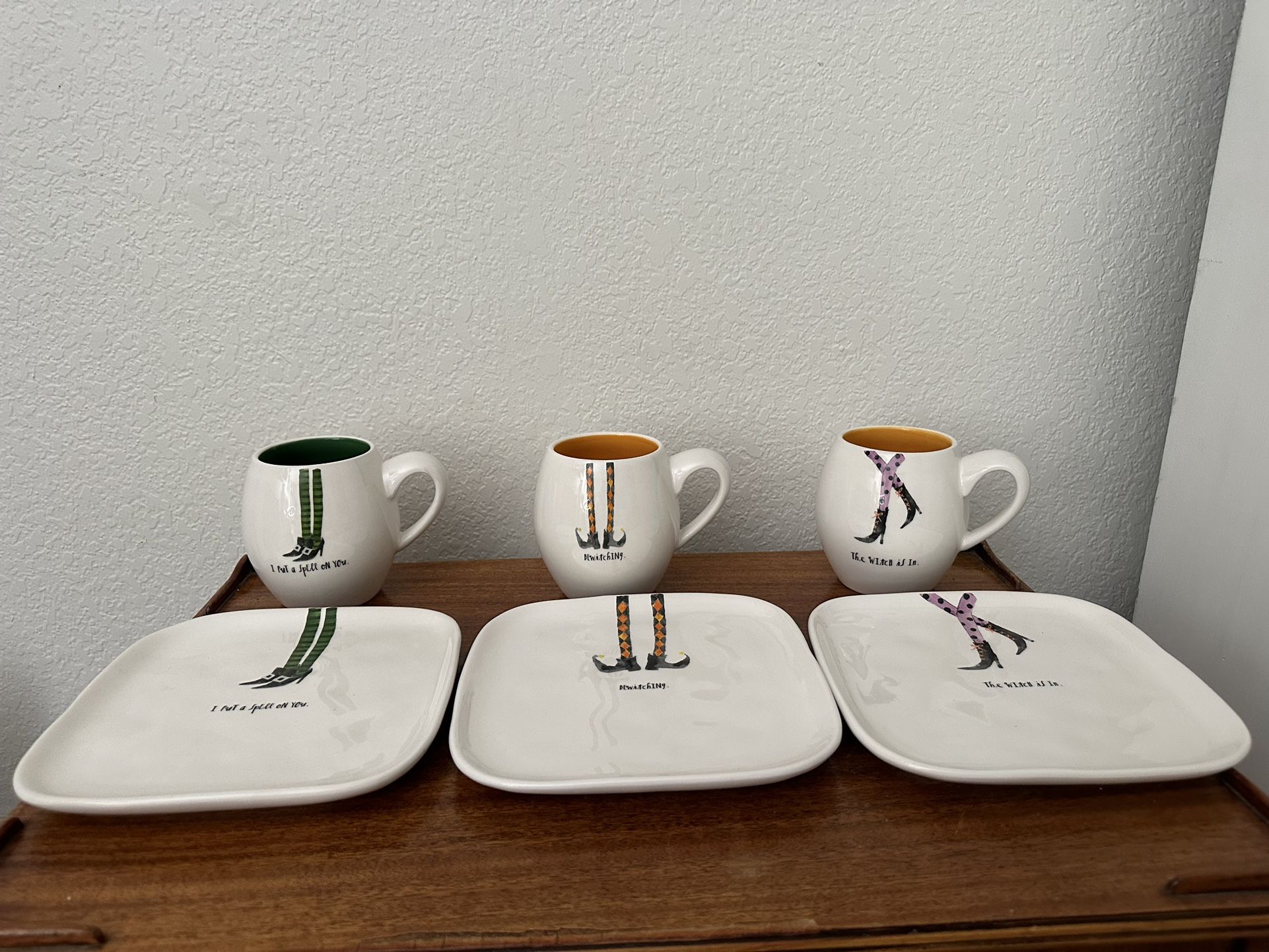 Rae Dunn Halloween Witches Feet Mugs Cups Plates