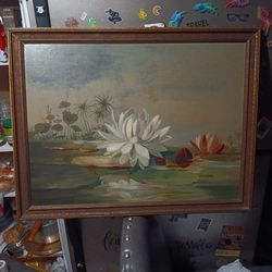 1950s hand-painted and wooden frame