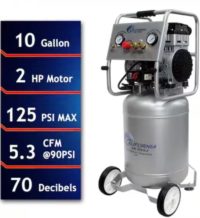 California Air Tools 10 Gal. 2.0 HP Ultra Quiet and Oil-Free Electric Air Compressor
