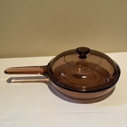 Corning Visions Amber Glass 7” Frying Pan With Matching Lid