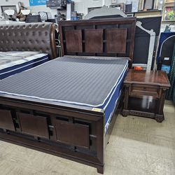 Queen bed with LED lights