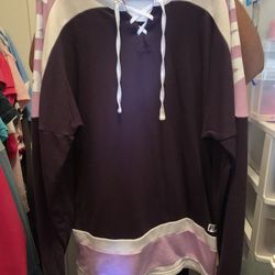Victoria's Secret Pink New Oversize Lace Up Varsity Crew Plum Purple (Medium)